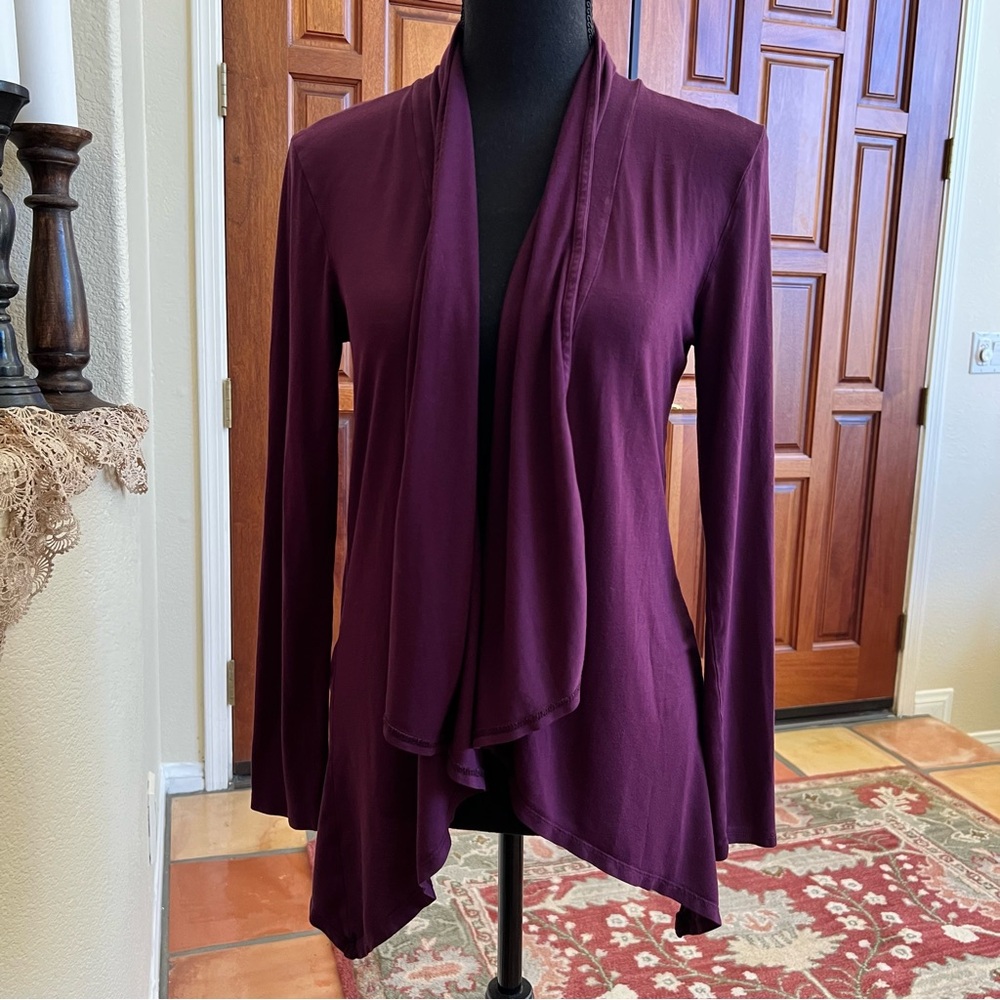 Midnight Women's Open Front Cardigan Purple Long Sleeve Size XS